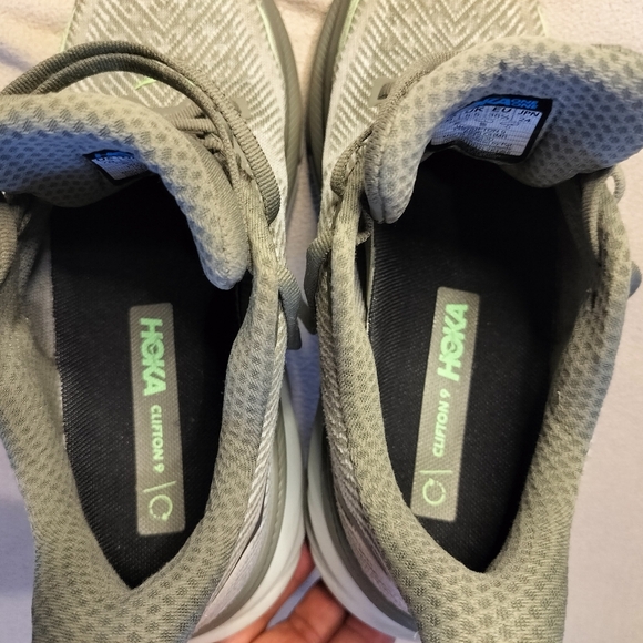 Hoka Clifton 9 Womens Gray and Green Running Shoes Sz 7B. - Picture 10 of 16